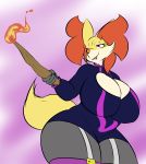  absurd_res anthro big_breasts big_butt breasts butt clothing curvy_figure delphox fan_character female fire hi_res lipstick makeup mature_female nintendo one_eye_closed plantedpot pok&eacute;mon pok&eacute;mon_(species) purple_eyes rubber slightly_chubby solo thick_thighs tight_clothing video_games voluptouos wide_hips wink 