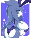  absurd_res big_breasts big_butt blue_eyes breasts bunny_costume butt clothing costume female fish hi_res huge_breasts looking_back marine non-mammal_breasts shark solo sugaru 