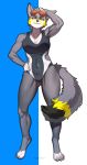  2020 absurd_res anthro canid canine clothing female fur hi_res mammal pgm300 simple_background solo 