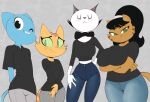 2026 4_fingers accessory alternate_costume anthro arm_under_breasts big_breasts big_ears big_eyes big_iris biped black_blush black_bow black_clothing black_ears black_eyebrows black_eyes black_hair black_markings black_nose black_shirt black_topwear black_whiskers blue_body blue_bottomwear blue_clothing blue_ears blue_fur blue_pants blue_tail blush blush_lines bottomwear bow_(feature) breast_size_difference breasts brown_stripes button_(fastener) cartoon_network cheek_tuft clothed clothed_anthro clothed_female clothing collarbone collared_shirt crossed_arms crossover cutegraphite dark_hair dark_markings digital_drawing_(artwork) digital_media_(artwork) domestic_cat eyebrows eyelashes eyes_closed facial_markings facial_tuft felid feline felis female fingers flat_chested fran_(litterbox_comics) freckled_face freckles front_view fully_clothed fully_clothed_anthro fully_clothed_female fur fur_tuft glistening glistening_eyes green_eyes green_sclera grey_background grey_bottomwear grey_clothing grey_pants group hair hair_accessory hairband hands_behind_back head_markings hi_res huge_hips humanoid_hands iris larger_female legs_together light_body light_fur light_markings litterbox_comics long_eyelashes looking_at_viewer mammal markings mature_anthro mature_female medium_hair midriff monotone_hair mother_puss mouth_closed mrs._katswell multicolored_body multicolored_fur muzzle_(marking) neck_bow nickelodeon nicole_watterson no_pupils one_eye_closed orange_body orange_ears orange_fur orange_markings orange_stripes orange_tail pants pink_nose pointy_ears pose prick_ears shirt shy simple_background size_difference smaller_female smile smiling_at_viewer smirk smirking_at_viewer snout standing striped_body striped_face striped_fur striped_markings striped_tail stripes t.u.f.f._puppy tabby_cat tail tail_markings tan_body tan_ears tan_fur tan_inner_ear tan_tail textured_background the_amazing_world_of_gumball the_complex_adventures_of_eddie_puss thick_thighs topwear tuft two_tone_body two_tone_face two_tone_fur whisker_markings whiskers white_body white_fur white_hairband white_markings white_sclera wide_hipped_anthro wide_hipped_female wide_hips wink winking_at_viewer