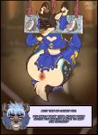 absurd_res anthro antlers anus arms_tied armwear badger bdsm black_body black_fur black_hair black_nose blue_body blue_clothing blue_eyes blue_fur blue_hair blush bondage bottomwear bound brown_body brown_fur butt cheerleader cheerleader_outfit clenched_teeth clothed clothing crop_top damienkamien deer degradation dirty_talk dominant dominant_anthro dominant_male duct_tape duo ear_piercing ears_back eyebrows facial_piercing facial_scar fur gold_(metal) green_eyes hair half-closed_eyes hands_tied heart_symbol hi_res hooves horn humiliation legs_behind_back legs_tied legs_up legwear louis_(rashthefur) male male/male mammal markings mustelid musteline narrowed_eyes nose_piercing nose_ring piercing pivoted_ears restraints ring_piercing rope scar sequence shirt shy skirt smile speech_bubble spots spotted_body spotted_fur spread_legs spreading stocks submissive submissive_anthro submissive_male tail tally_marks tape tape_bondage teeth text thrack topwear