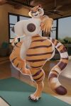 2026 3d_(artwork) anthro big_breasts big_butt black_nipples black_stripes breasts butt claws digital_media_(artwork) dreamworks felid female fur hi_res huge_butt kung_fu_panda lips looking_at_viewer mammal master_tigress multicolored_body multicolored_fur nipples nude nude_anthro nude_female orange_body orange_fur pantherine raguda solo striped_body striped_fur stripes tail thick_bottom_lip thick_thighs tiger toe_claws white_body white_fur wide_hips yellow_sclera yoga yoga_mat