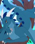 2022 3_claws 3_fingers blue_body blue_ears blue_scales blue_sky blue_spikes blue_tail blue_wings claws day digital_media_(artwork) dog_tags dragon feral finger_claws fingers head_horn hi_res horn hurricanedrake in_tree leaf looking_at_viewer lying male male_feral meraence mythological_creature mythological_scalie mythology on_front outside plant relaxing scales scalie sea sky smile smiling_at_viewer snout solo spikes spikes_(anatomy) tail teeth tree water white_horn wings yellow_eyes