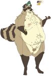 anthro armpit_hair balls beer_bottle belly belly_overhang body_hair bottle buried_penis clothing container double_chin genitals hat headgear headwear hi_res male mammal model_sheet moobs nipples nude obese obese_male overweight overweight_male penis procyonid raccoon solo southernyote standing trucker_hat