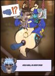 absurd_res anal anal_penetration anthro antlers anus arms_tied armwear badger balls bdsm black_body black_fur black_hair black_nose blindfold blue_body blue_clothing blue_eyes blue_fur blue_hair bodily_fluids body_worship bondage bound brown_body brown_fur butt chastity_cage chastity_device cheerleader cheerleader_outfit clothed clothing crop_top damienkamien deer degradation dirty dirty_clothing dirty_talk dirty_underwear dominant dominant_anthro dominant_male duct_tape duo ear_piercing ears_back eyebrows facial_scar fisting footwear fur gag genitals gloves gold_(metal) guiche_piercing hair half-closed_eyes hands_tied handwear heart_symbol hi_res hooves horn humiliation jockstrap jockstrap_in_mouth jockstrap_on_face jockstrap_sniffing latex latex_clothing latex_gloves latex_handwear legs_behind_back legs_tied legs_up legwear louis_(rashthefur) lube lube_in_ass lube_on_butt male male/male mammal markings moan musk musk_worship musky_underwear mustelid musteline narrowed_eyes navel onomatopoeia penetration piercing pivoted_ears restraints rope rough_anal scar scent scent_play sequence shirt shy sloppy smile sniffing sniffing_clothes sock_in_mouth sock_sniffing socks sound_effects speech_bubble spots spotted_body spotted_fur spread_legs spreading stained_underwear stocks stuff_gag submissive submissive_anthro submissive_male sweat tail tally_marks tape tape_bondage tape_gag teeth text thrack topwear underwear underwear_gag underwear_sniffing