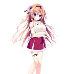  1girl :o arms_under_breasts bare_arms bare_shoulders black_bow blue_eyes blush bow breasts feet_out_of_frame frilled_skirt frills game_asset hair_bow hair_intakes hand_up highres hitohira_kazane jewelry koi_suru_kokoro_to_mahou_no_kotoba large_breasts large_variant_set long_hair looking_at_viewer necklace non-web_source open_mouth orange_hair red_skirt ribbed_sweater self-datamine shiromochi_sakura simple_background skirt sleeveless sleeveless_sweater sleeveless_turtleneck solo standing sweater transparent_background turtleneck turtleneck_sweater two_side_up variant_set white_sweater 