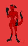  10:16 anthro black_and_red demon harven hi_res lizard male monochrome muscular reptile scalie vamrack 