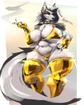 2026 5_fingers anthro arhymerous armwear artist_name big_breasts bikini black_lipstick black_nails black_nose black_tail breasts canid canid_demon canine cigarette cigarette_smoke cleavage clothed clothing collar colored_nails curvy_figure demon ear_piercing ear_ring elbow_gloves eyebrow_piercing eyebrows eyelashes facial_piercing female fingerless_gloves fingers fur gloves gold_bikini golden_week grey_body grey_fur grey_hair hair hand_on_hip handwear hellaverse hellhound helluva_boss hi_res holding_cigarette holding_object huge_breasts inner_ear_fluff legwear lipstick long_hair looking_at_viewer loona_(helluva_boss) makeup mammal multicolored_body multicolored_fur mythological_canine mythological_creature mythology nails navel nose_piercing nose_ring piercing red_sclera ring_piercing slightly_chubby smile smoke solo spiked_collar spikes standing swimwear tail text thick_thighs thigh_highs tuft two-piece_swimsuit two_tone_body two_tone_fur two_tone_tail under_boob voluptuous white_body white_eyes white_fur white_tail wide_hips