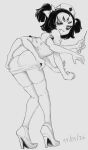 absurd_res accessory annoyed anthro arachnid arthropod bedroom_eyes black_hair butt clothing eye_bags fangs female footwear hair hair_accessory hair_ribbon hand_on_butt headgear headwear hi_res high_heels humanoid incultavulp_(artist) leaning leaning_forward legwear muffet multi_arm multi_eye multi_limb narrowed_eyes nurse nurse_clothing nurse_headwear nurse_uniform rear_view ribbons seductive shoes slim small_butt solo spider standing syringe teeth thigh_highs undertale undertale_(series) uniform