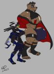  abs anthro armpit_hair armwear athletic athletic_humanoid athletic_male biceps big_bulge big_muscles big_pecs black_body black_clothing black_footwear black_hair black_nails blue_armwear blue_bottomwear blue_clothing blue_footwear blue_pants blue_underwear blush blush_lines bodily_fluids body_hair bottomwear brown_body brown_fur bulge butt calf_muscles canid canine canis cape chest_tuft clothing colored_nails detailed_bulge domestic_dog duo ear_piercing fan_character footwear fur hair hand_on_hip happy_trail heartless hi_res holding_melee_weapon holding_object holding_weapon humanoid keyblade kingdom_hearts male male/male mammal melee_weapon muscular muscular_anthro muscular_male nails nipples pants pecs piercing quads red_armwear red_clothing rxq shirtless_male smile square_enix straps sweat sweatdrop tuft underwear vekt_(rxq) weapon yellow_eyes 