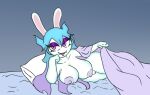  2023 anthro areola arm_support arms_bent bangs bed bedroom_eyes big_breasts blue_bedding blue_hair breasts colored crossover digital_drawing_(artwork) digital_media_(artwork) eyelashes fangs female female_anthro fist fur furniture genitals ghost hair half-closed_eyes humanoid_genitalia humanoid_vulva hybrid innie_vulva inside lagomorph leaning_on_elbow lifting_blanket light lighting lips long_ears long_hair looking_at_viewer lying lying_on_bed mammal mario_bros mario_plus_rabbids_sparks_of_hope midnite_(mario_plus_rabbids) mismatched_genitalia mismatched_humanoid_vulva mismatched_vulva mitten_hands multicolored_hair narrowed_eyes nintendo nipples no_eyebrows noseless nude nude_anthro nude_female on_bed on_side pillow pink_inner_ear puffy_areola purple_areola purple_blanket purple_eyelids purple_eyes purple_hair purple_mouth purple_nipples r-jenn rabbid raving_rabbids rayman_(series) seductive shaded smile smiling_at_viewer solo spirit teeth thick_bottom_lip two_tone_hair ubisoft vulva white_body white_fur white_lips white_pillow white_vulva 