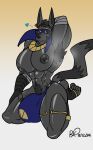  2024 abs anthro armpit_hair athletic athletic_anthro athletic_male balls beard big_balls big_muscles big_pecs big_penis black_beard black_body black_facial_hair black_fur black_hair blue_clothing blue_eyes body_hair clothing dark_body dark_fur dated facial_hair flirting footwear fur furry_tail genitals hair headgear headwear heart_symbol hi_res huge_balls huge_penis jewelry kneeling looking_at_viewer male mammal markings mask muscular musk musky_armpit nipples pecs penis presenting procyonid pubes raccoon rxq signature simple_background sly_cooper_(series) slytunkhamen_cooper small_waist smile smiling_at_viewer socks solo sony_corporation sony_interactive_entertainment striped_markings striped_tail stripes sucker_punch_productions tail tail_markings underwear 