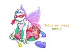  bhkomezaki4431 clothed clothing crossdressing crown dress english_text footwear green_body green_eyes green_skin high_heels magic_wand mask raphael_(tmnt) reptile scalie shoes simple_background teenage_mutant_ninja_turtles text tiara trick_or_treat_tussle turtle white_background wings 