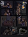  absurd_res ambiguous_gender anthro bodily_fluids bottomwear canid canine canis cave clothed clothing comic duo felid feral fire genital_fluids hi_res lion loincloth loincloth_only male mammal mane markings melee_weapon onomatopoeia pantherine peeing pictographics polearm raining sigh solo sound_effects spear spruceloops text topless tribal tribal_markings urine weapon wolf 