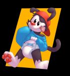  animaniacs anthro bodily_fluids clothing diaper drooling exposed_shoulder feet hat headgear headwear hi_res inkblot male mammal pawpads pukaa saliva sleeves solo standing tongue tongue_out wakko_warner warner_brothers 