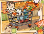  ambiguous_gender anthro brown_body brown_fur dafeiegagaga duo feral food fur generation_7_pokemon hi_res kian_(kianyemao) lycanroc nintendo pokemon pokemon_(species) rockruff shopping_cart supermarket white_body white_fur 