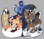  2023 aggretsuko anthro armpit_hair athletic athletic_anthro athletic_male balls beard big_balls big_penis bloated blue_beard blue_body blue_facial_hair blue_fur blue_mane blush bodily_fluids body_hair brown_body brown_fur canid canine cock_vore cum cum_on_arm cum_on_body cum_on_fur cum_on_head cum_on_leg cum_on_penis cum_pool dated digestion disney erection eyewear facial_hair fan_character fangs felid feline foreskin fox fur furry_tail generation_4_pokemon genital_fluids genitals glans green_eyes group haida_(aggretsuko) half-erect hard_vore hi_res hollow_body huge_balls huge_penis hyena hyper hyper_balls hyper_genitalia hyper_penis imminent_digestion inside_balls leaking_cum light_body light_fur long_tail luxio male male/male mammal mane multiple_prey musk nick_wilde nintendo nipples penile penis pokemon pokemon_(species) predator/prey red_body red_fur rxq sanrio signature sunglasses tail teeth trio unusual_anatomy vore white_body white_fur willing_prey x-ray_view zootopia 