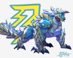  biceps blue_body capcom claws electricity fanged_wyvern fangs fansila6 feral hair hi_res male monster_hunter muscular muscular_feral muscular_male solo spiked_body video_games white_hair zinogre 
