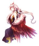  1girl amyucheu chinese_clothes closed_mouth coat commentary_request dress fu_hua fu_hua_(phoenix) fur_coat hair_ornament highres honkai_(series) honkai_impact_3rd korean_commentary red_coat red_eyes simple_background solo white_background white_dress 