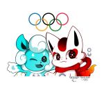 2017 anthro canid canine duo english_text fox hi_res looking_at_viewer mammal olympics open_mouth ping_koon simple_background smile text white_background 