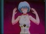  1girl animated animated_gif ayanami_rei bare_shoulders blue_hair bounce breasts collarbone lowres neon_genesis_evangelion nipples nude red_eyes rei_ayanami short_hair solo undressing walking 