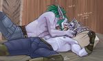  blush green_hair kiss male_focus multiple_boys non-web_source red_eyes silver_hair topless troll warcraft world_of_warcraft yaoi 