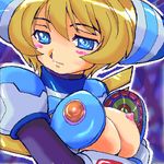  blonde_hair blue_eyes blush breasts capcom cinnamon_gaudille erect_nipples lowres mega_man mega_man_x rockman rockman_x 