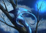 absurd_res blue_body blue_scales cloud detailed_background dragon feral hi_res male night oniks outside scales solo tree 