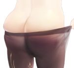  1girl ass ass_focus black_legwear close-up esan genshin_impact keqing no_panties pantyhose pantyhose_pull pulled_by_self see-through simple_background skindentation solo white_background 