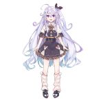  1girl absurdres ahoge blush character_request commentary_request copyright_request full_body hair_between_eyes hair_ribbon highres long_hair nana_kagura official_art open_mouth purple_eyes purple_hair ribbon socks solo standing virtual_youtuber white_background 