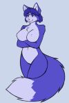  anthro big_breasts biped black_nose blue_body blue_eyes blue_fur blue_hair breasts canid canine cheek_tuft chest_tuft circlet countershading crossed_arms curvy_figure dipstick_tail facial_tuft female fluffy fluffy_tail fox front_view fur grey_background hair krystal mammal monotone_hair multicolored_body multicolored_fur multicolored_tail naturally_censored navel nintendo nipple_tuft nude open_mouth portrait short_hair simple_background solo standing star_fox starfighter three-quarter_portrait tuft two_tone_body two_tone_fur two_tone_tail video_games white_body white_countershading white_fur 