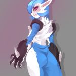  1:1 absurd_res angry animal_humanoid black_body black_fur blue_body blue_fur blue_hair clothed clothing eyeliner female fur fusion gardevoir glowing glowing_eyes hair hi_res humanculus humanoid looking_at_viewer lucario lucarivoir makeup nintendo open_mouth pok&eacute;mon pok&eacute;mon_(species) pok&eacute;mon_fusion red_eyes shadow solo spikes video_games white_body white_fur 