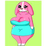  1:1 2020 animal_crossing anthro big_breasts breasts canid canine canis chibi clothing cookie_(animal_crossing) demongirl_demoness digital_drawing_(artwork) digital_media_(artwork) domestic_dog dress female fur hi_res mammal multicolored_body multicolored_fur nintendo pink_body pink_fur solo thick_thighs video_games white_body white_fur 