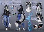  2020 4_toes 5_fingers anthro barefoot black_hair breasts canid canine clothed clothing digital_media_(artwork) elvofirida english_text eyebrows eyelashes eyewear female fingers fox glasses hair mammal model_sheet solo standing text toes 