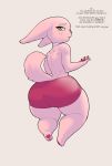  anthro big_butt butt canid canine clothed clothing conditional_dnp dialogue english_text fennec fox fur girly hi_res huge_butt male mammal pink_body pink_fur profanity short_stack solo text thick_thighs topless underwear wide_hips xopachi 