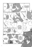  2014 absurd_res anthro biidama braixen canid canine comic delphox female fur hi_res kemono looking_at_viewer mammal monochrome nintendo pok&eacute;mon pok&eacute;mon_(species) russian_text smile text video_games 