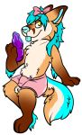  accessory alpha_channel anthro bodily_fluids bottomwear bulge canid canine chibi clothing crossybear_(artist) dildo dildo_lick ears_up fennec fox girly hair_accessory hair_bow hair_ribbon happy hotpants licking male mammal ribbons saliva saliva_string sex_toy shorts smile solo story story_in_description toby_fennec tongue tongue_out underwear 