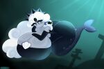 2024 3:2 ambient_fish ambient_sealife aquatic armwear artist_name bare_shoulders big_breasts big_butt black_pearl_cookie breasts butt cleavage clothed clothing cookie_(cookie_run) cookie_run deep_cleavage elbow_gloves eyelashes featureless_arms female food food_creature fromariels gem gloves grey_body hair handwear hi_res huge_breasts huge_butt humanoid hyper hyper_breasts hyper_butt legless light light_beam long_hair merfolk mermaid_tail smile solo split_form strapless_clothing sunbeam sunlight text twitter_handle underwater water white_hair wide_hips