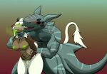 abs anthro aquatic big_breasts blush blush_lines bodily_fluids breasts breath cum cum_in_vagina cum_inside cum_on_leg curvy_figure dominant duo elena_(psychorodent) female fish from_behind_position genital_fluids hand_on_neck hand_on_throat hi_res hourglass_figure larger_dom long_tail long_tongue luther_(trichternet) male male/female muscular muscular_male nipples scar scars_all_over sex shark size_difference snatyr tail thick_thighs tongue trichternet