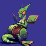  1:1 after_vore ambiguous_gender belly big_belly blue_background breakersunny duo flygon green_body hi_res nintendo overweight pok&eacute;mon pok&eacute;mon_(species) red_eyes simple_background sitting video_games vore wings 