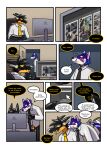 absurd_res accessory anthro canid canine canis clothing comic computer dialogue dragon duo electronics english_text hacony hi_res latex latex_clothing latex_skinsuit male mammal mythological_creature mythological_scalie mythology necktie null_bulge qundium_(hacony) scalie skinsuit tail tail_motion tailwag text tight_clothing wolf work_clothes