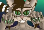  anthro canadian_lynx colored_nails fangs felid feline female humanoid lynx mammal mrnekonyan nails nicnak044 nicole_(nicnak044) smile solo solo_focus teeth 