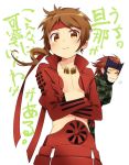  2boys bare_pecs brown_eyes brown_hair camouflage can&#039;t_be_this_cute crossed_arms derivative_work headband jacket japanese_clothes male_focus multiple_boys ore_no_imouto_ga_konna_ni_kawaii_wake_ga_nai parody red_jacket sanada_yukimura_(sengoku_basara) sarutobi_sasuke sengoku_basara siruphial 