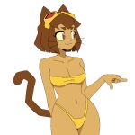 1:1 2026 5_fingers anthro bandeau bandeau_bikini bikini bikini_thong breasts brown_hair cleavage clothed clothing digital_media_(artwork) domestic_cat eyewear eyewear_on_head felid feline felis female fingers gameoverse glitch_productions goggles goggles_on_head hair hi_res kit_bodega mammal navel simple_background smile solo strapless_bikini strapless_clothing strapless_swimwear swimwear tail theravenyer topwear two-piece_swimsuit water whiskers white_background
