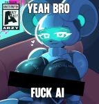 anthro arzy_parzy big_breasts body_writing breasts caption censor_bar censored censored_nipples cropped english_text female furniture grey_body heart_symbol hi_res ineffective_censorship machine mammal metallic_body mouse murid murine on_sofa patreon profanity r-mony_(arzy_parzy) robot robot_anthro rodent seductive small_waist sofa solo text text_on_body text_on_breast window writing_on_breasts