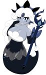 2023 absurd_res alpha_channel aquatic armwear bare_shoulders big_breasts black_pearl_cookie blue_sclera bottomwear breasts cleavage clothed clothing cookie_(cookie_run) cookie_run cyberkaku elbow_gloves eyelashes female fin food food_creature full-length_portrait glistening glistening_breasts glistening_shoulders gloves grey_body grey_skin grin hair hand_on_face handwear head_fin hi_res holding_object holding_staff humanoid_merfolk long_hair looking_at_viewer merfolk mermaid_tail mittens not_furry portrait pupils simple_background skirt slit_pupils smile solo split_form staff strapless_clothing tail tail_fin translucent translucent_bottomwear translucent_clothing translucent_skirt transparent_background white_hair