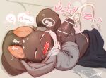 2020 anthro blush bodily_fluids bottomwear bottomwear_down censored clothed clothing cum cum_on_leg cumshot domestic_cat ejaculation felid feline felis genital_fluids genitals hand_on_penis hoodie humanoid_genitalia humanoid_penis ineffective_censorship inner_ear_fluff japanese_text looking_pleasured male mammal masturbation moan motion_lines narrowed_eyes nekoda open_mouth pants pants_down partially_clothed penile penile_masturbation penis sharp_teeth shirt solo spread_legs spreading teeth text tongue topwear tuft wuirnad