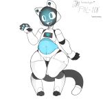 1:1 2026 4_toes 5_fingers absurd_res anthro belly black_body black_fingers black_text black_toes blue_belly blue_body blue_pawpads capcom claws dipstick_tail english_text feet felid felyne female finger_claws fingerpads fingers hi_res just_mae lynian machine mammal markings monster_hunter open_mouth open_smile pal-1c0 palico pawpads robot screen screen_face simple_background smile solo speaker_ears standing tail tail_markings text toes translucent transparent_belly white_background white_body