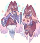 2026 3_fingers :3 accessory anthro armwear bell bell_collar belly belly_nipples belly_overhang big_sleeves black_coded blue_background blush bottomless bottomless_anthro bow_(feature) bow_ribbon brown_body brown_eyes brown_hair brown_nipples cherry_teacup chest_bow closed_smile clothed clothing collar colored corset cotton_tail countershade_belly countershade_ears countershading crescent_moon dreadlocks dress ear_accessory ear_piercing ear_tuft emanata eyebrows eyelashes eyeliner eyes_closed fan_character featureless_feet feet female fingers fluffy_ears frilly frilly_armwear frilly_clothing frilly_corset frilly_dress frilly_headdress frilly_headwear frilly_legwear frilly_lingerie frilly_neckwear frilly_sleeves frilly_thigh_highs frilly_topwear fur furgonomic_piercing furgonomics generation_4_pokemon gesture hair hair_accessory hair_bow hair_ribbon hairclip handpaw headdress headgear headwear helix_piercing hi_res huge_ears jewelry laced_clothing laced_corset leg_markings legband legwear lingerie long_ears lopunny makeup markings medium_hair midriff mole_under_eye moon moon_accessory mouth_closed multi_nipple multiple_expressions multiple_outfits navel neck_bow neck_ribbon necklace neckwear nintendo nipples pattern_background paws piercing pointy_feet pokemon pokemon_(species) pores pseudo_clothing pseudo_shoes purple_corset purple_ribbon purple_sleeves ribbons shaded simple_background small_waist smile socks_(marking) soft_shading solo standing star teats thick_eyebrows thick_thighs thigh_bow thigh_highs toeless_thigh_highs topwear trans_(lore) trans_man_(lore) tuft walking waving white_clothing white_legwear white_thigh_highs wide_hipped_anthro wide_hips wolfertinger wool_(fur)