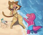 anthro cupic dinosaur domestic_cat felid feline felis female gameoverse glitch_productions gobbles_(gameoverse) hi_res kaboodle_(gameoverse) kit_bodega machine male mammal prehistoric_species reptile robot scalie